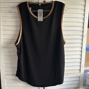 Men's Black Tank Top with Tan Accents